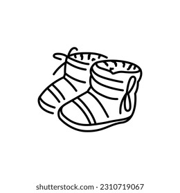 Baby booties black line icon. Pictogram for web page, mobile app, promo.