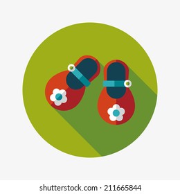 baby booties flat icon with long shadow
