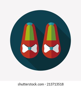 baby booties flat icon with long shadow