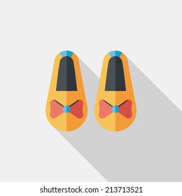 baby booties flat icon with long shadow
