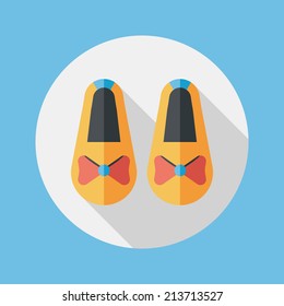 baby booties flat icon with long shadow