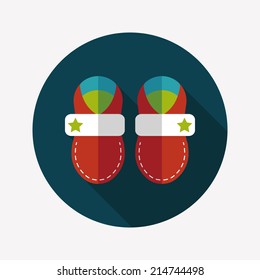 baby booties flat icon with long shadow