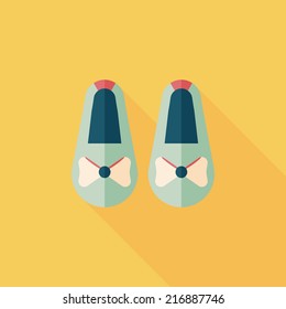 baby booties flat icon with long shadow