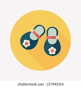 baby booties flat icon with long shadow