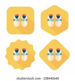 baby booties flat icon with long shadow