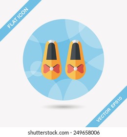 baby booties flat icon with long shadow