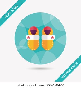 baby booties flat icon with long shadow