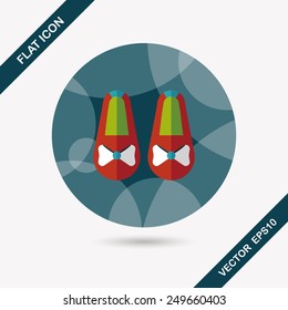 baby booties flat icon with long shadow