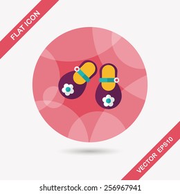 baby booties flat icon with long shadow