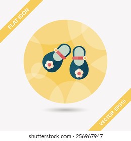 baby booties flat icon with long shadow