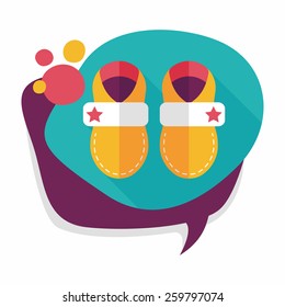 baby booties flat icon with long shadow