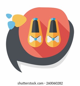 baby booties flat icon with long shadow
