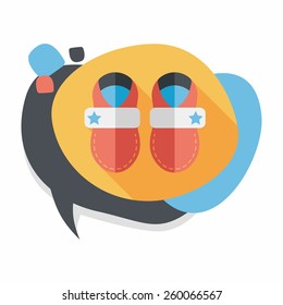 baby booties flat icon with long shadow