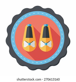baby booties flat icon with long shadow