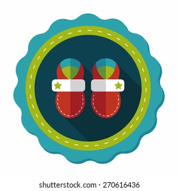 baby booties flat icon with long shadow