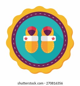 baby booties flat icon with long shadow