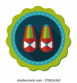 baby booties flat icon with long shadow