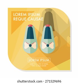 baby booties flat icon with long shadow,eps10