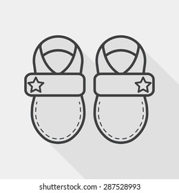 baby booties flat icon with long shadow, line icon