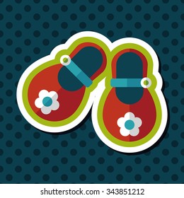baby booties flat icon with long shadow