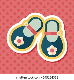 baby booties flat icon with long shadow