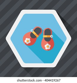 baby booties flat icon with long shadow