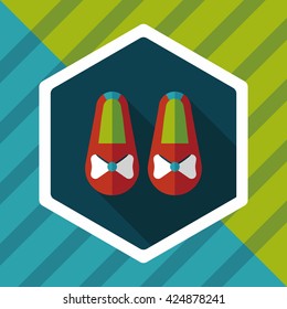 baby booties flat icon with long shadow