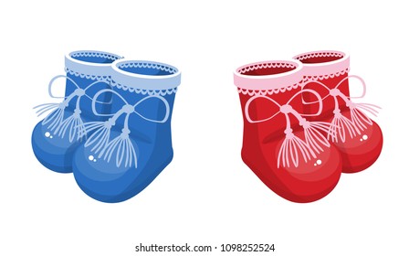 baby booties, socks, vector