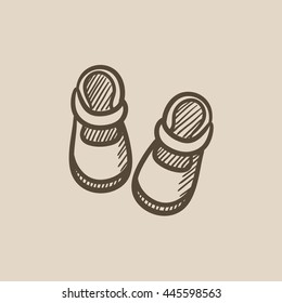 Baby booties vector sketch icon isolated on background. Hand drawn Baby booties icon. Baby booties sketch icon for infographic, website or app.