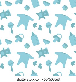 Baby born blue things pattern. Newborn decor template wrapping.