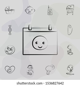 baby born calendar concept line icon. Universal set of maternity for website design and development, app development