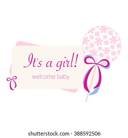 Baby born card. Newborn card. It's a girl card.