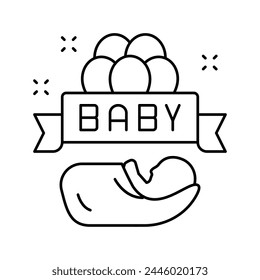 baby born celebration balloons line icon vector. baby born celebration balloons sign. isolated contour symbol black illustration