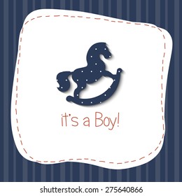 baby born congratulation card. horse. it is a boy