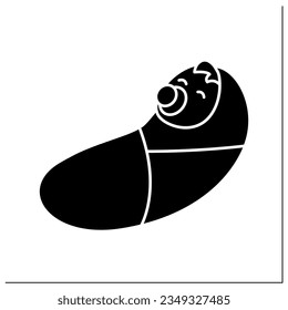 Baby born glyph icon. Prenatal period. Newborn child boy. Different ages concept.Filled flat sign. Isolated silhouette vector illustration