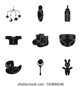 Baby born set icons in black style. Big collection of baby born vector symbol stock illustration