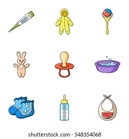 Baby born set icons in cartoon style. Big collection of baby born vector symbol stock illustration