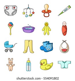 Baby born set icons in cartoon style. Big collection of baby born vector symbol stock illustration