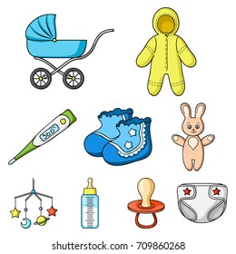 Baby born set icons in cartoon style. Big collection of baby born vector symbol stock illustration