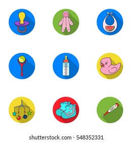 Baby born set icons in flat style. Big collection of baby born vector symbol stock illustration