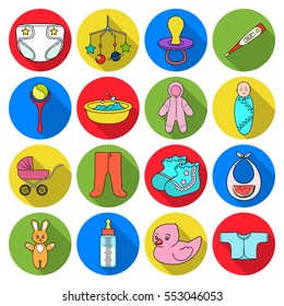 Baby born set icons in flat style. Big collection of baby born vector symbol stock illustration