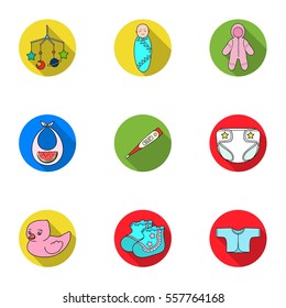 Baby born set icons in flat style. Big collection of baby born vector symbol stock illustration