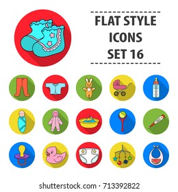 Baby born set icons in flat style. Big collection of baby born vector symbol stock illustration