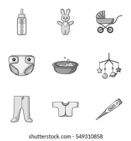 Baby born set icons in monochrome style. Big collection of baby born vector symbol stock illustration