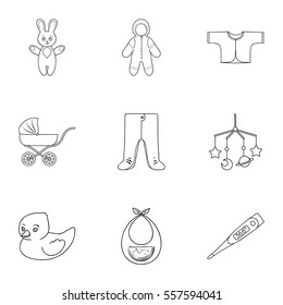 Baby born set icons in outline style. Big collection of baby born vector symbol stock illustration