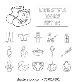 Baby born set icons in outline style. Big collection of baby born vector symbol stock illustration