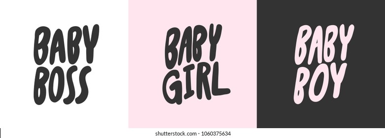 Baby boss, girl, boy. Sticker vector for social media post. Hand drawn illustration design. Bubble pop art comics style. Good as poster, t shirt print, card, wallpaper, video or blog cover