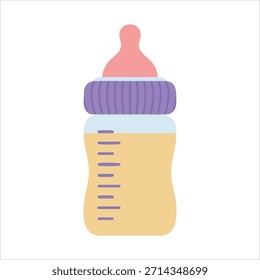 Botella de bebé con Arte vectorial de chupete adjunto aislado sobre fondo blanco