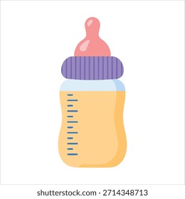 Botella de bebé con Arte vectorial de chupete adjunto aislado sobre fondo blanco