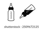 Baby bottle, black isolated silhouette